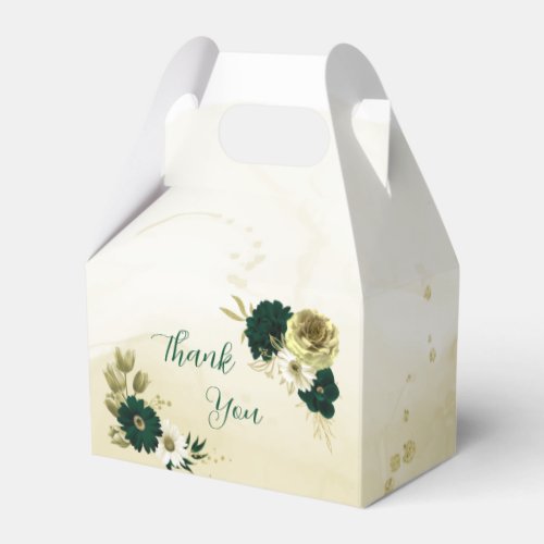 Amazing emerald green ivory gold flowers wedding favor boxes