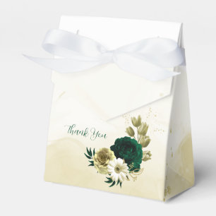 Amazing emerald green ivory gold flowers wedding favor boxes