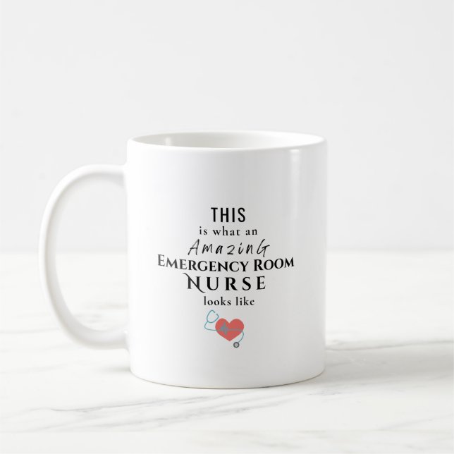 Amazing Emergency Room Nurse Personalized Coffee Mug (Left)