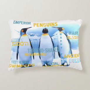 Amazing Emperor Penguins Typography Art Accent Pillow