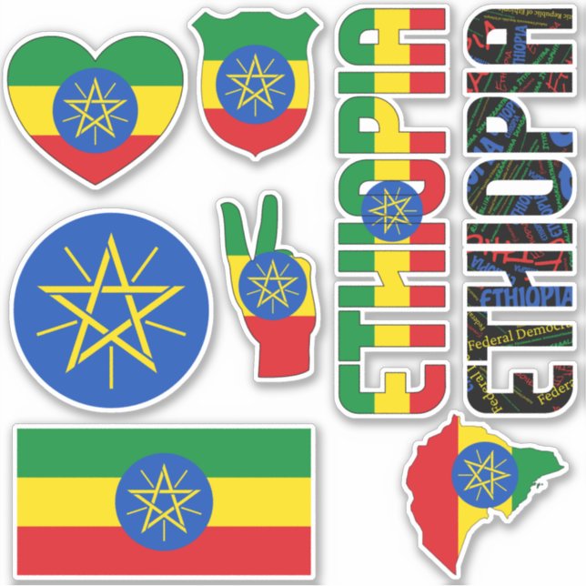 Amazing Ethiopia Shapes National Symbols Sticker (Front)