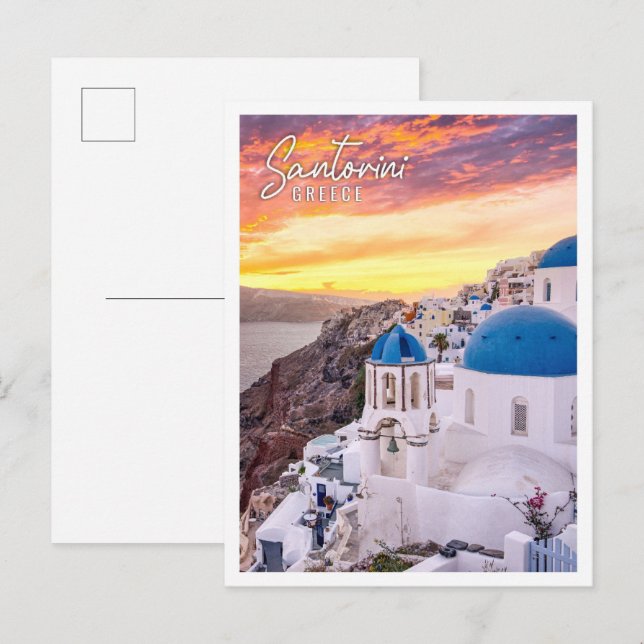 Amazing evening view of Santorini Island Greece Postcard (Front/Back)