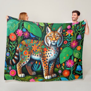 Amazing Fairy Lynx Bobcat Animal Fleece Blanket