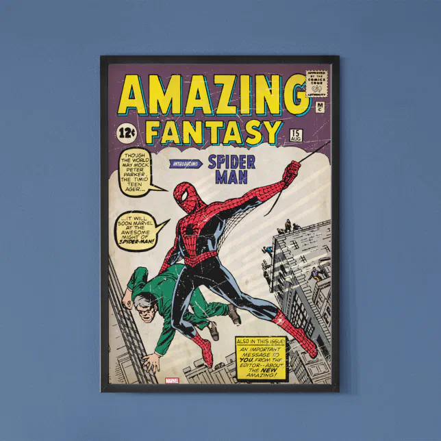 Spider-Man Amazing Fantasy #15 Comic Cover Framed Art Print