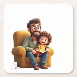 Amazing father day square paper coaster