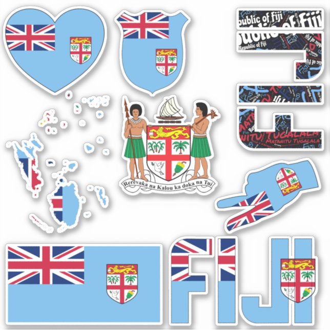 Amazing Fiji Shapes National Symbols Sticker (Front)