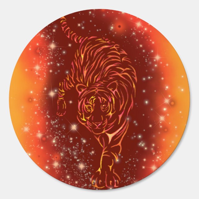 Amazing Fire Tiger Running At Galaxy Starry Night  Sign (Front)