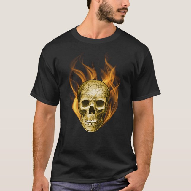 Amazing Flaming Skull Design T-Shirt (Front)