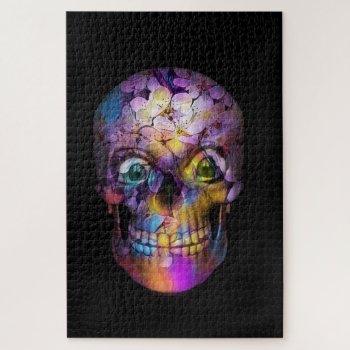 Amazing Floral Skull A Jigsaw Puzzle by MehrFarbeImLeben at Zazzle