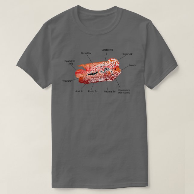Amazing Flowerhorn Anatomy T-Shirt (Design Front)