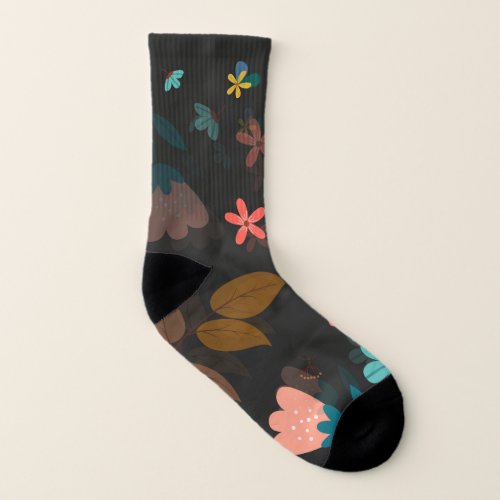 Amazing Flowers and Leaf Pattern Design Socks