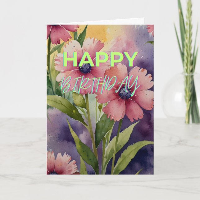 Amazing Flowers Happy Birthday Card (Front)