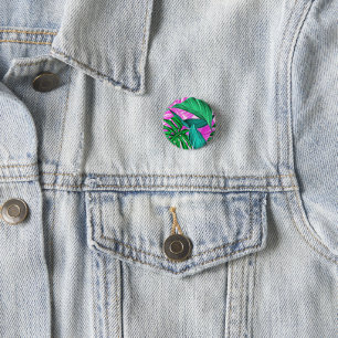 Amazing fluorescent tropical palm leaves button