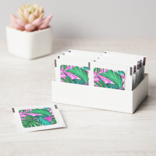 Amazing fluorescent tropical palm leaves   hand sanitizer packet