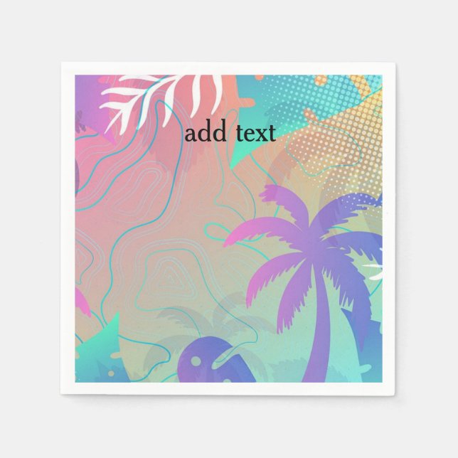 Amazing fluorescent tropical palm  napkins (Front)