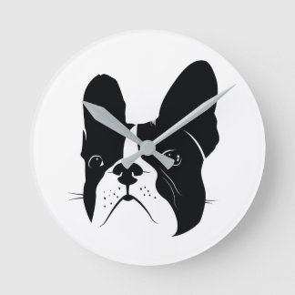Amazing French Bulldog Silhouette Round Clock