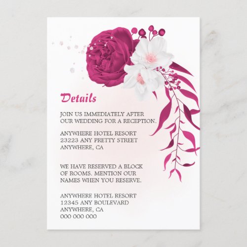  amazing fuchsia  white floral enclosure card