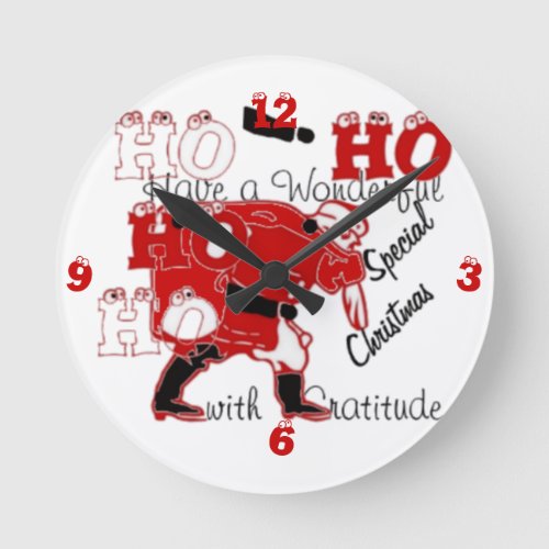 Amazing Fun Santa HoHoHo Merry Christmas Round Clock