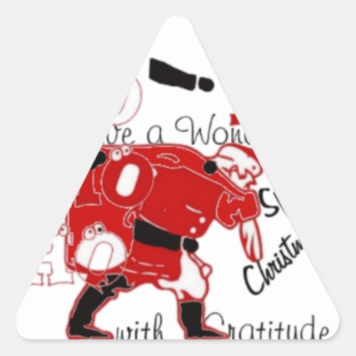 Amazing Fun Santa HoHoHo Merry Christmas Triangle Sticker