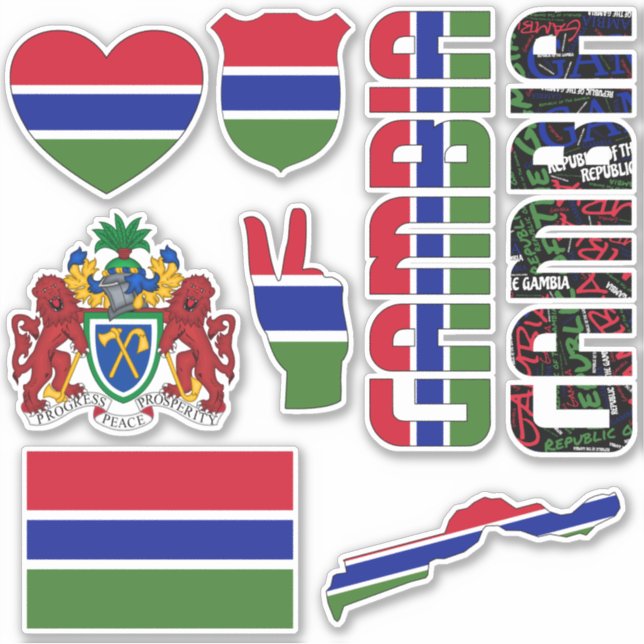 Amazing Gambia Shapes National Symbols Sticker (Front)