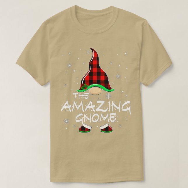 Amazing Gnome Buffalo Plaid Matching Family Christ T-Shirt (Design Front)