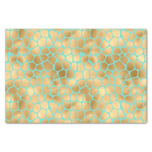 Amazing golden giraffe print on blue background tissue paper