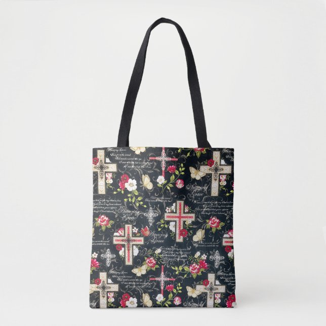 Amazing Grace and Mercy Design Tote Bag (Front)