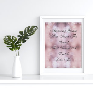 Amazing Grace Bokeh Pink Illuminated  Poster