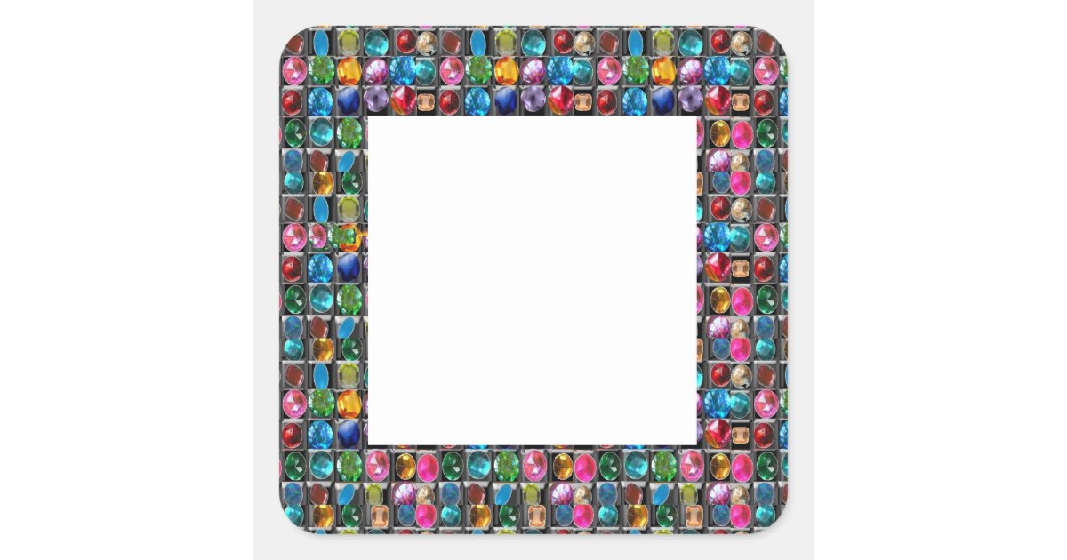 Grace Wants To Frame A Square Picture Amazing Grace: BORDER FRAME GEM PEARL JEWELS Square Sticker | Zazzle.com