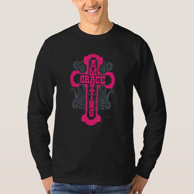 Amazing Grace Celtic Cross Christian Faith Bible T-Shirt (Front)