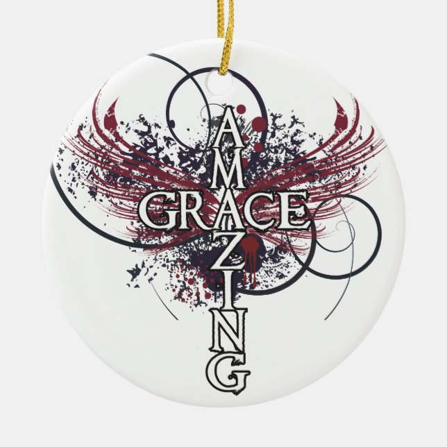 Amazing grace Christian cross Ceramic Ornament (Front)
