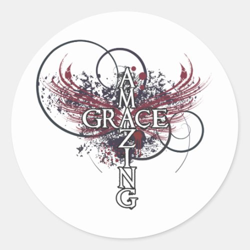 Amazing grace Christian cross Classic Round Sticker