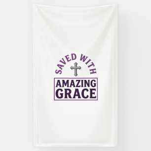 Amazing Grace Christian Cross Vintage Banner