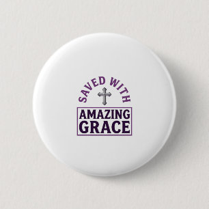 Amazing Grace Christian Cross Vintage Button