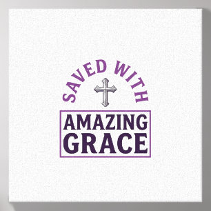 Amazing Grace Christian Cross Vintage Canvas Photo Tile