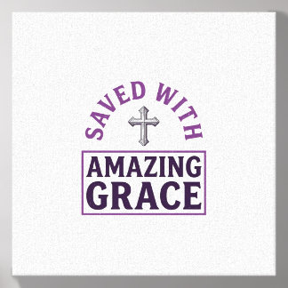 Amazing Grace Christian Cross Vintage Canvas Photo Tile