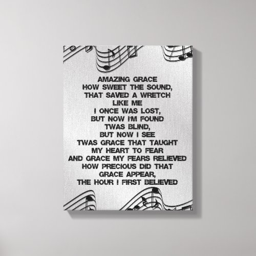 Amazing Grace Christian Hymn Lyrics Canvas Print