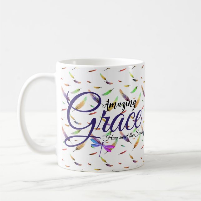 Amazing Grace Colorful feathers   Coffee Mug (Left)
