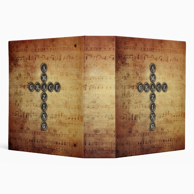 Amazing Grace Cross on Vintage Music Sheet Binder (Background)