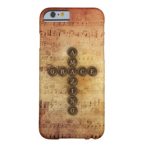 Amazing Grace Cross on Vintage Sheet Music Barely There iPhone 6 Case