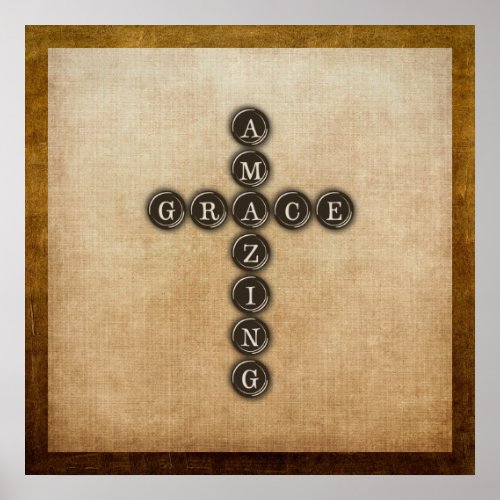 Amazing Grace Cross Wordart Poster