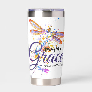 Amazing Grace Dragonfly splatter  personalized Insulated Tumbler