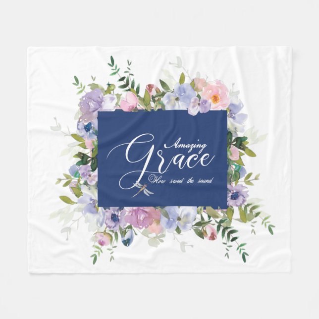 Amazing grace floral   fleece blanket (Front (Horizontal))