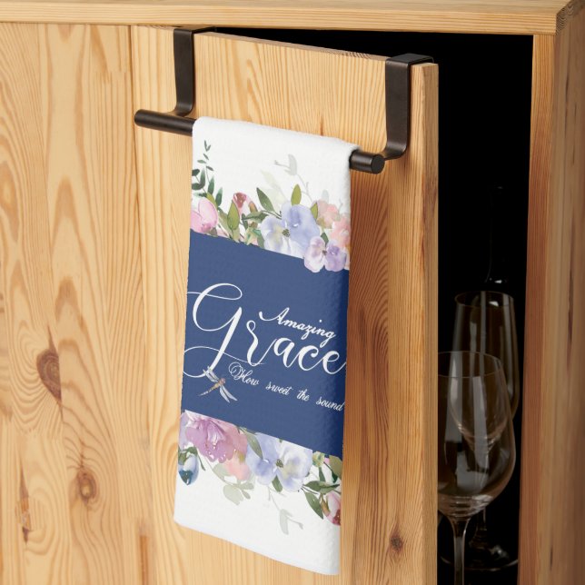 Amazing grace floral   kitchen towel (Thirds Fold)