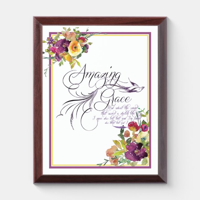 Amazing grace floral Plaque (Vertical)
