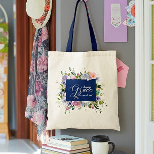 Amazing grace floral tote bag
