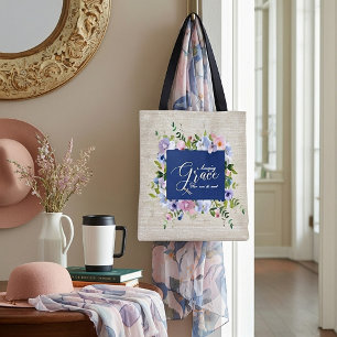 Amazing grace floral tote bag
