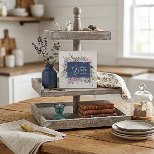 Amazing grace floral wooden box sign