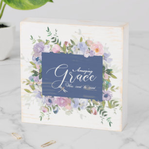 Amazing grace floral wooden box sign