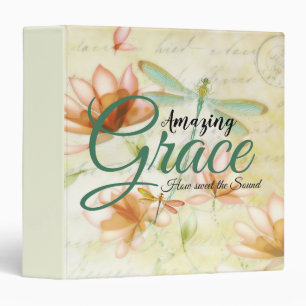 Amazing Grace Flowers and dragonfly  3 Ring Binder